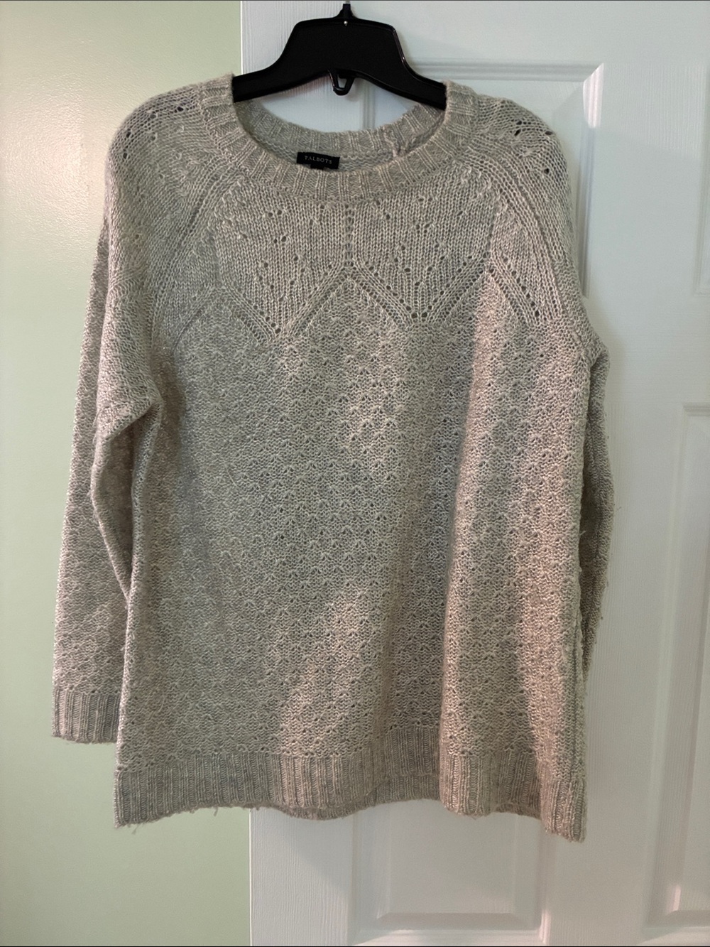Talbots Light Cream Textured Knit Crewneck Sweater